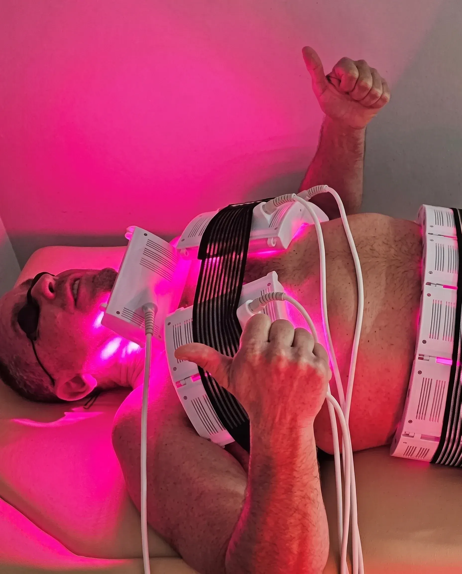 Protective eyewear and safety screening for red light therapy at Aspire Trim Clinic in Charlotte, NC